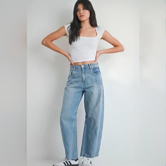 BLANKNYC Raw Hem Barrel Jeans 25W High Rise NWT - Picture 2 of 16